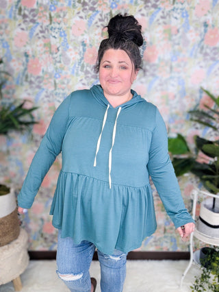 Sandra Double Tiered Flowy Babydoll Hoodie (4 Colors)-2- Long Sleeve Tops-BE STAGE-Styled by Stacked - A Plus Size Women's Boutique in Lakeville, MN