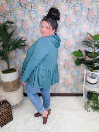 Sandra Double Tiered Flowy Babydoll Hoodie (4 Colors)-2- Long Sleeve Tops-BE STAGE-Styled by Stacked - A Plus Size Women's Boutique in Lakeville, MN