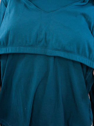 Sarah Vneck Ribbed Top w/Built In Bra-2- Long Sleeve Tops-WHITE BIRCH-Styled by Stacked - A Plus Size Women's Boutique in Lakeville, MN