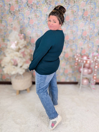 Sarah Vneck Ribbed Top w/Built In Bra-2- Long Sleeve Tops-WHITE BIRCH-Styled by Stacked - A Plus Size Women's Boutique in Lakeville, MN