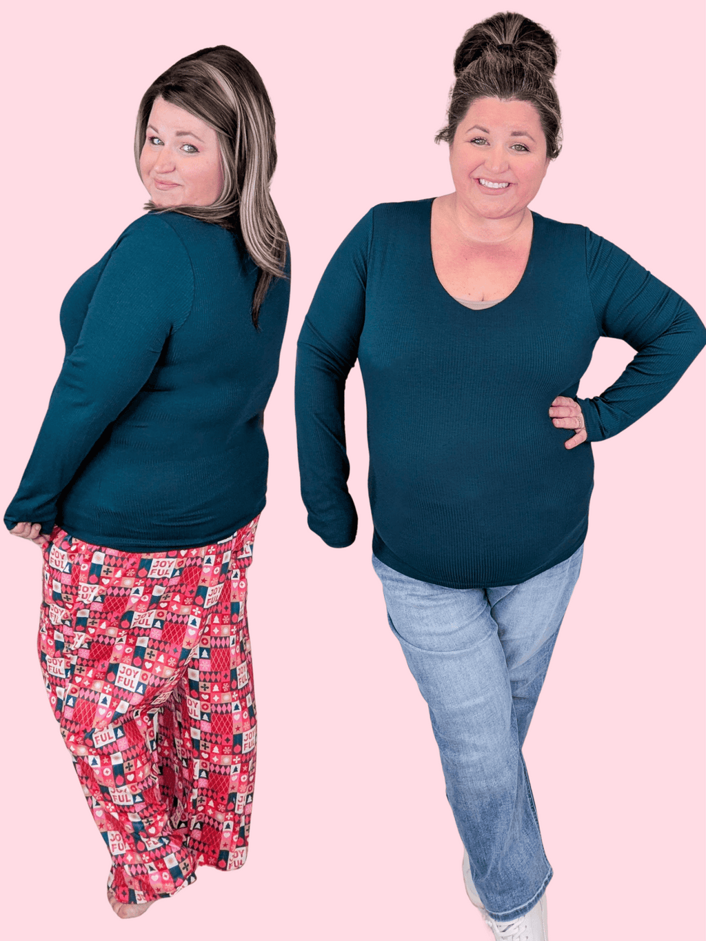 Sarah Vneck Ribbed Top w/Built In Bra – Stacked - A Plus Size Boutique