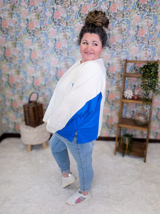 2- Long Sleeve Tops Saylor Colorblocked Scuba Pullover plus size clothing