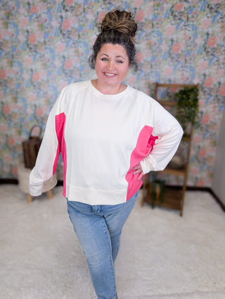 2- Long Sleeve Tops Saylor Colorblocked Scuba Pullover plus size clothing