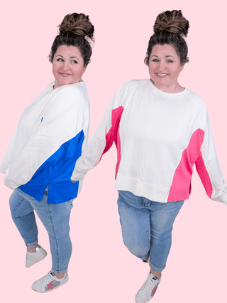 2- Long Sleeve Tops Saylor Colorblocked Scuba Pullover plus size clothing