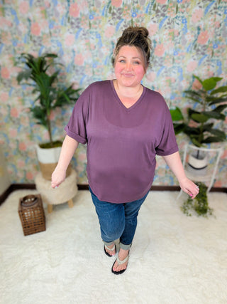 Selene Dolman Boxy Tee w/Cuffed Sleeve- SELECT SOLIDS-1- ShortSlv/Slvless Tops-MICHELLE MAE-Styled by Stacked - A Plus Size Women's Boutique in Lakeville, MN
