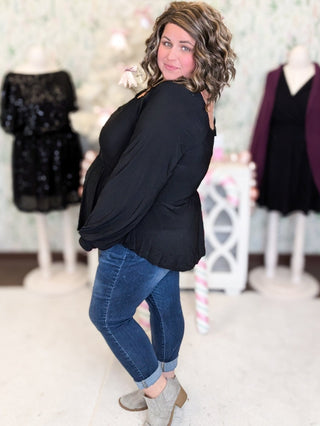 Seraphina Square Neck Babydoll (2 Colors)-2- Long Sleeve Tops-WHITE BIRCH-Styled by Stacked - A Plus Size Women's Boutique in Lakeville, MN