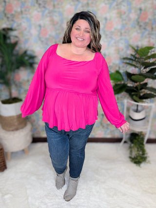 Seraphina Square Neck Babydoll (2 Colors)-2- Long Sleeve Tops-WHITE BIRCH-Styled by Stacked - A Plus Size Women's Boutique in Lakeville, MN