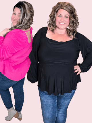 Seraphina Square Neck Babydoll (2 Colors)-2- Long Sleeve Tops-WHITE BIRCH-Styled by Stacked - A Plus Size Women's Boutique in Lakeville, MN