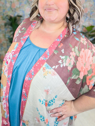 Serenity Patchwork Floral + Paisley in Milk Chocolate Blend-4- Overlayer Tops-urbanista-Styled by Stacked - A Plus Size Women's Boutique in Lakeville, MN