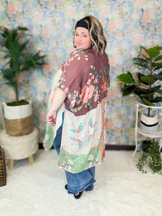 Serenity Patchwork Floral + Paisley in Milk Chocolate Blend-4- Overlayer Tops-urbanista-Styled by Stacked - A Plus Size Women's Boutique in Lakeville, MN