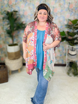 Serenity Patchwork Floral + Paisley in Milk Chocolate Blend-4- Overlayer Tops-urbanista-Styled by Stacked - A Plus Size Women's Boutique in Lakeville, MN