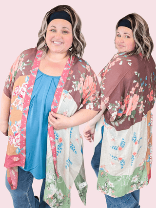 Serenity Patchwork Floral + Paisley in Milk Chocolate Blend-4- Overlayer Tops-urbanista-Styled by Stacked - A Plus Size Women's Boutique in Lakeville, MN