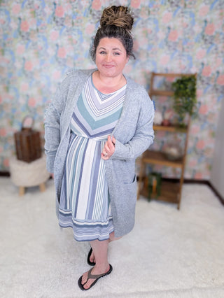 11- Dress/Romp/Jump Shawna Switching Stripe Sleeveless Dress in Seafoam + Gray plus size clothing