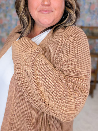 4- Overlayer Tops Shayla Slouchy Sweater Cardigan in Toffee Brown plus size clothing