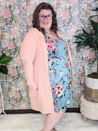 Sienna Brushed Waffle Hooded Cardigan w/Pockets-2- Long Sleeve Tops-Michelle Mae-Styled by Stacked - A Plus Size Women's Boutique in Lakeville, MN