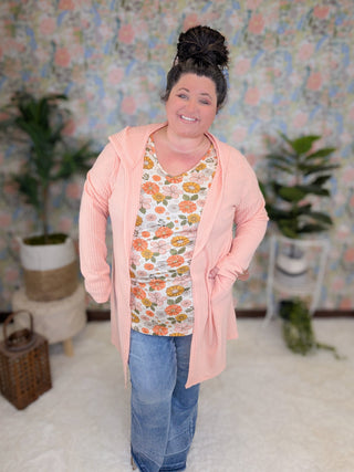 Sienna Brushed Waffle Hooded Cardigan w/Pockets-2- Long Sleeve Tops-Michelle Mae-Styled by Stacked - A Plus Size Women's Boutique in Lakeville, MN
