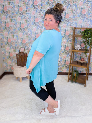 Sloane Crewneck Top w/Draped Hem (2 Colors) plus size clothing