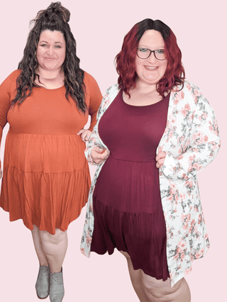 Sonia Solid Tiered Long Sleeve Dress (4 colors)-11- Dress/Romp/Jump-BE STAGE-Styled by Stacked - A Plus Size Women's Boutique in Lakeville, MN