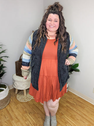 Sonia Solid Tiered Long Sleeve Dress (4 colors)-11- Dress/Romp/Jump-BE STAGE-Styled by Stacked - A Plus Size Women's Boutique in Lakeville, MN
