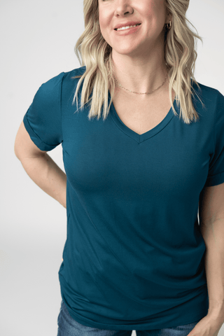 1- ShortSlv/Slvless Tops Sophie Perfect Vneck Tee in Solids (8 Colors) plus size clothing