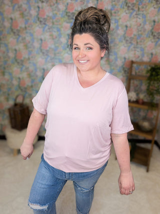 1- ShortSlv/Slvless Tops Sophie Perfect Vneck Tee in Solids (8 Colors) plus size clothing