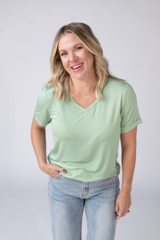 1- ShortSlv/Slvless Tops Sophie Perfect Vneck Tee in Solids (8 Colors) plus size clothing