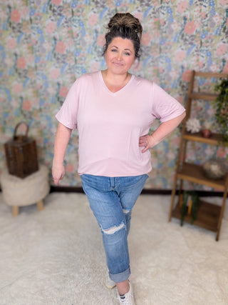 1- ShortSlv/Slvless Tops Sophie Perfect Vneck Tee in Solids (8 Colors) plus size clothing