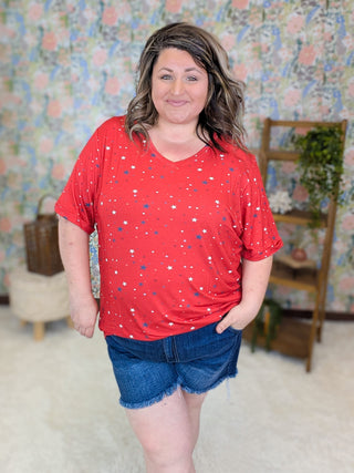 Sophie Pocket Tee in Patriotic Prints plus size clothing