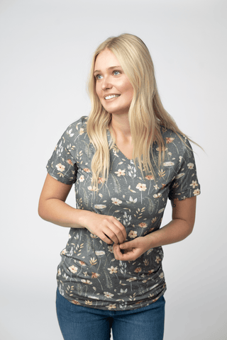 1- ShortSlv/Slvless Tops Sophie Vneck Perfect Tee in Florals (9 Prints) plus size clothing