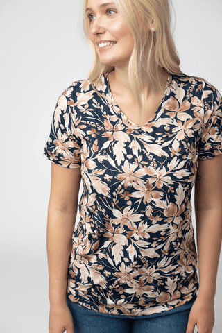 1- ShortSlv/Slvless Tops Sophie Vneck Perfect Tee in Florals (9 Prints) plus size clothing