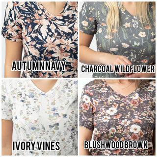 1- ShortSlv/Slvless Tops Sophie Vneck Perfect Tee in Florals (9 Prints) plus size clothing