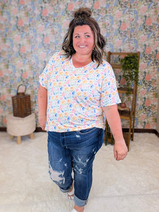 1- ShortSlv/Slvless Tops Sophie Vneck Perfect Tee in Florals (9 Prints) plus size clothing