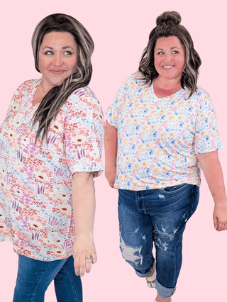 1- ShortSlv/Slvless Tops Sophie Vneck Perfect Tee in Florals (9 Prints) plus size clothing
