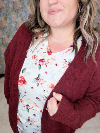 2- Long Sleeve Tops Sophie Vneck Perfect Tee in Rose Bloom plus size clothing