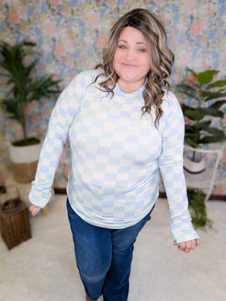 Blair Mockneck Long Sleeve w/Thumbholes in Prints (Non-Florals)-2- Long Sleeve Tops-MICHELLE MAE-Styled by Stacked - A Plus Size Women's Boutique in Lakeville, MN