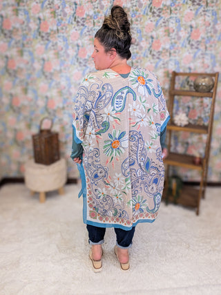 Hudson Paisley + Floral Kimono in Cool Sunset