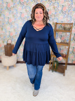 Oaklynn Long Sleeve Babydoll w/Strappy Detail