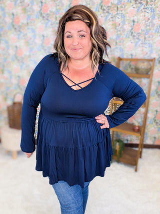 Oaklynn Long Sleeve Babydoll w/Strappy Detail