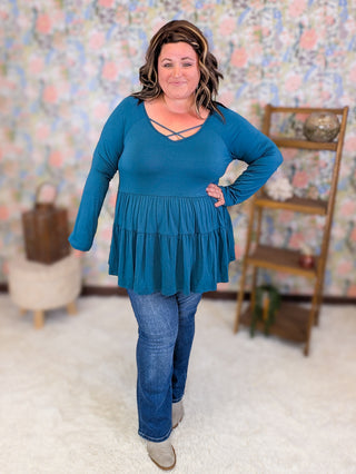 Oaklynn Long Sleeve Babydoll w/Strappy Detail