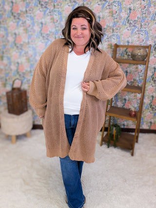 Shayla Slouchy Sweater Cardigan in Toffee Brown