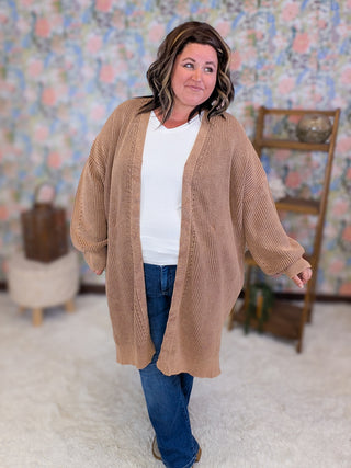 Shayla Slouchy Sweater Cardigan in Toffee Brown