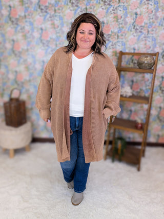 Shayla Slouchy Sweater Cardigan in Toffee Brown