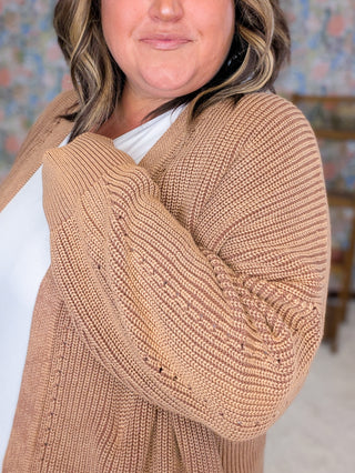 Shayla Slouchy Sweater Cardigan in Toffee Brown