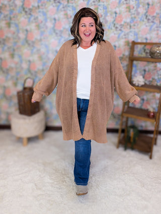 Shayla Slouchy Sweater Cardigan in Toffee Brown