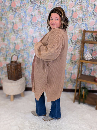 Shayla Slouchy Sweater Cardigan in Toffee Brown