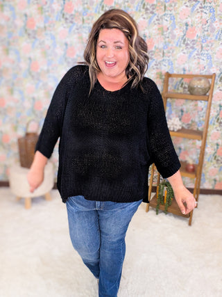 Sable Ribbon Yarn Slouchy Sweater in Solids (4 Colors)