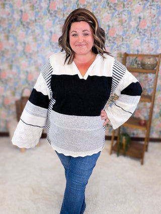 Perry Boho Mix Hooded Sweater in Neutrals