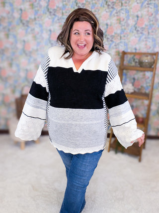 Perry Boho Mix Hooded Sweater in Neutrals