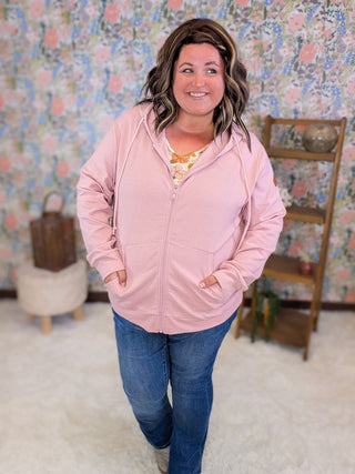 PHC Triple Stretch Full Zip Hoodie in Blush Rose