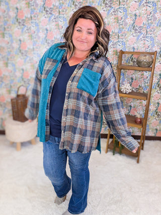 Calla Plaid + Waffle Mix Buttondown Top